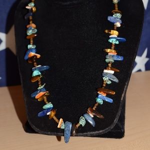 Southwestern Turquoise Blue Lapis Heishi Necklace